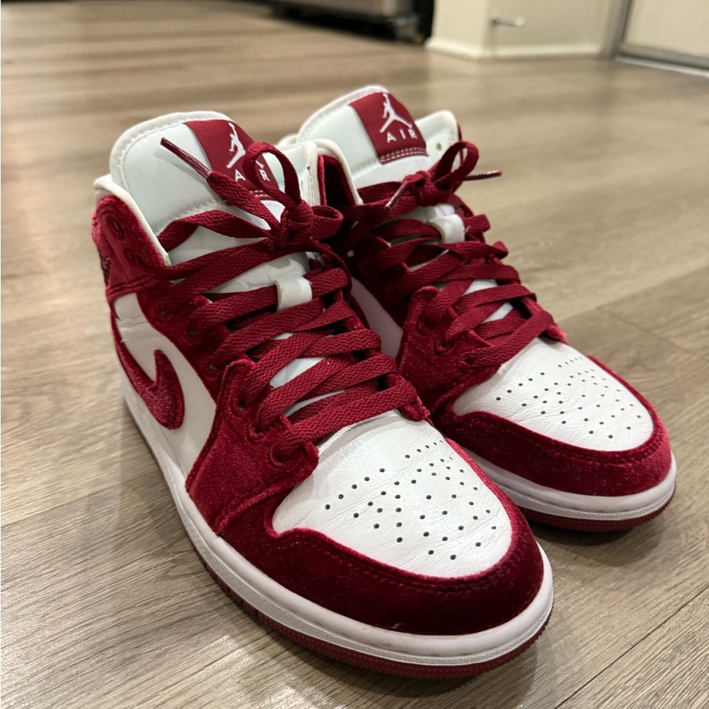 Nike Red and White High-Top Sneakers
